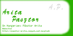 arita pasztor business card